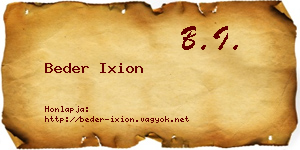 Beder Ixion névjegykártya